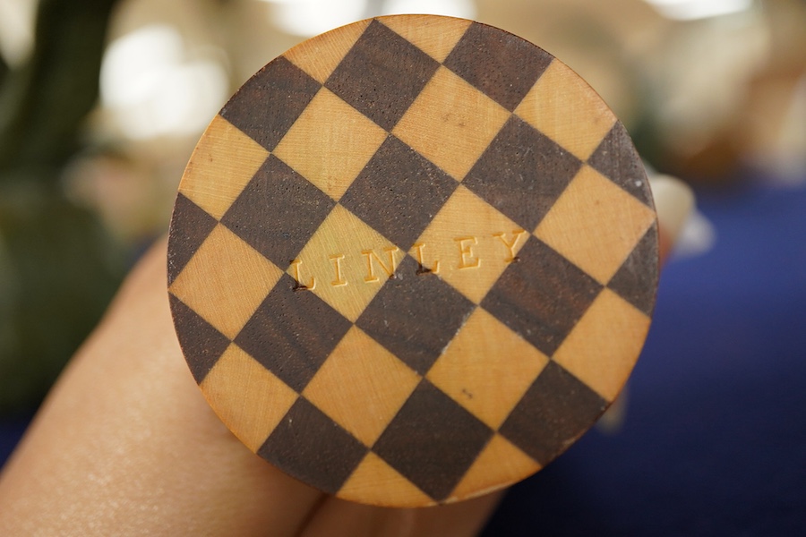 David Linley, a carved oak egg and stickware egg cup